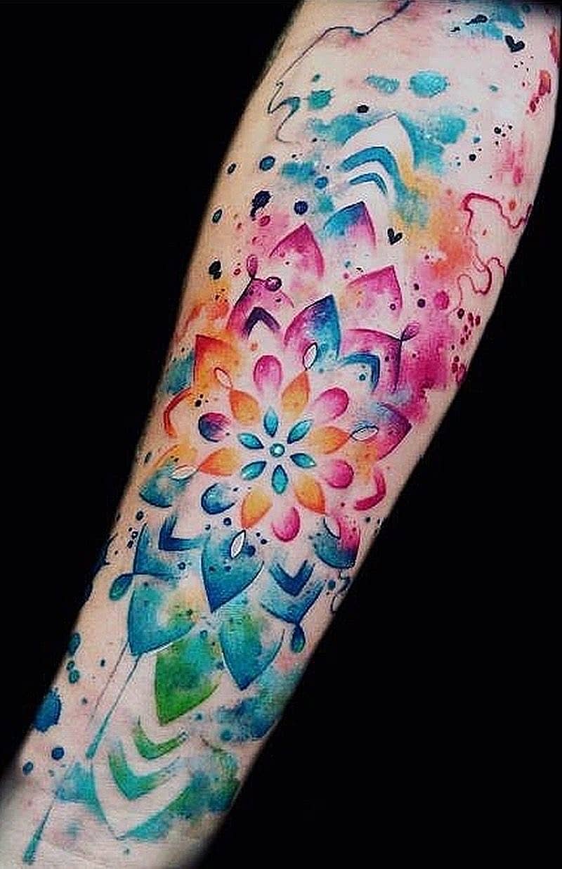 Watercolor Lotus Mandala