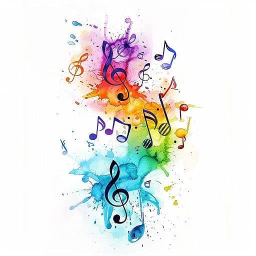 Watercolor Music Notes Tattoo