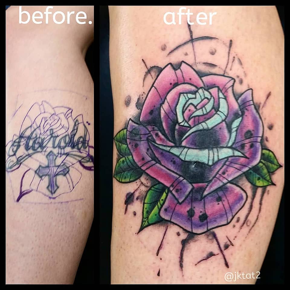 Watercolor Neo-Trad Rose Cover-Up