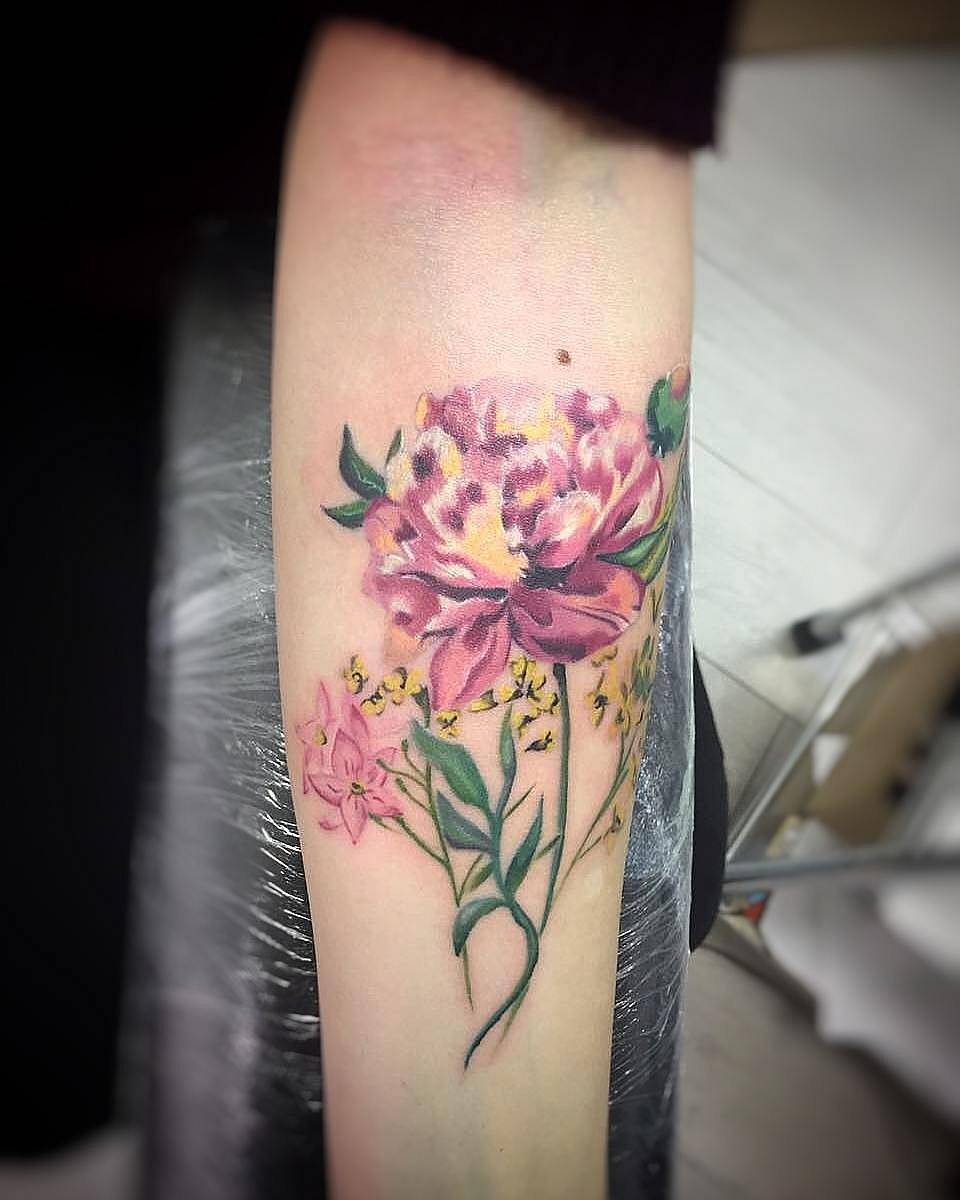 Watercolor Peony Bouquet