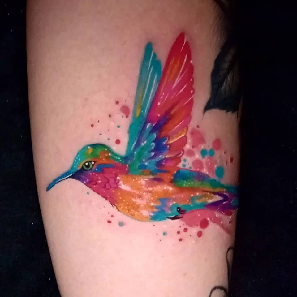 Watercolor Rainbow Hummingbird