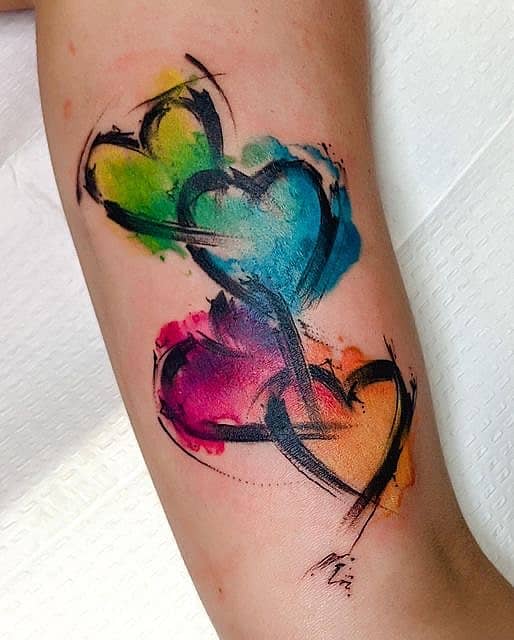 Watercolor Triple Hearts