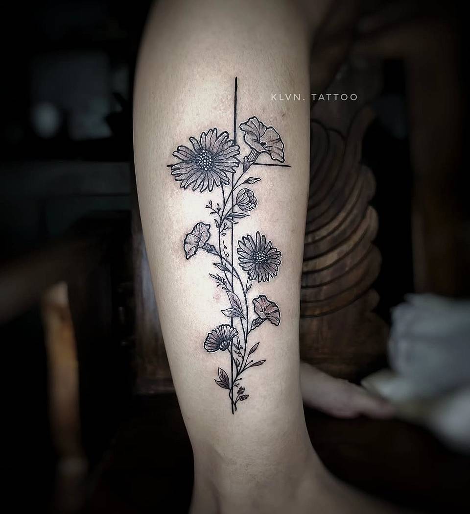 Wildflower Stem Tattoo