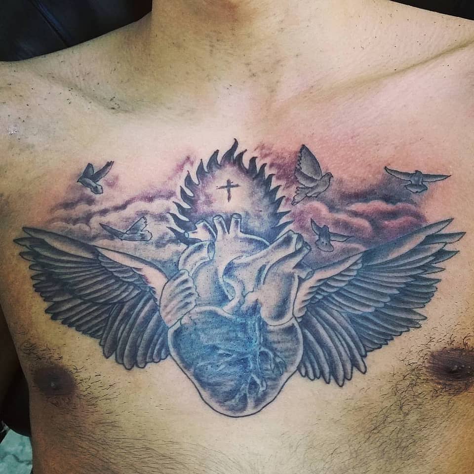 Winged Anatomical Heart and Cross