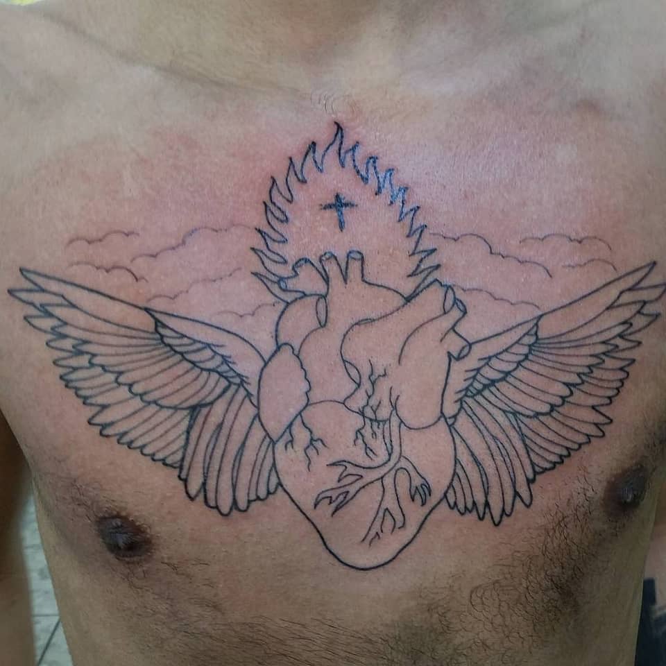 Winged Sacred Heart with Cross