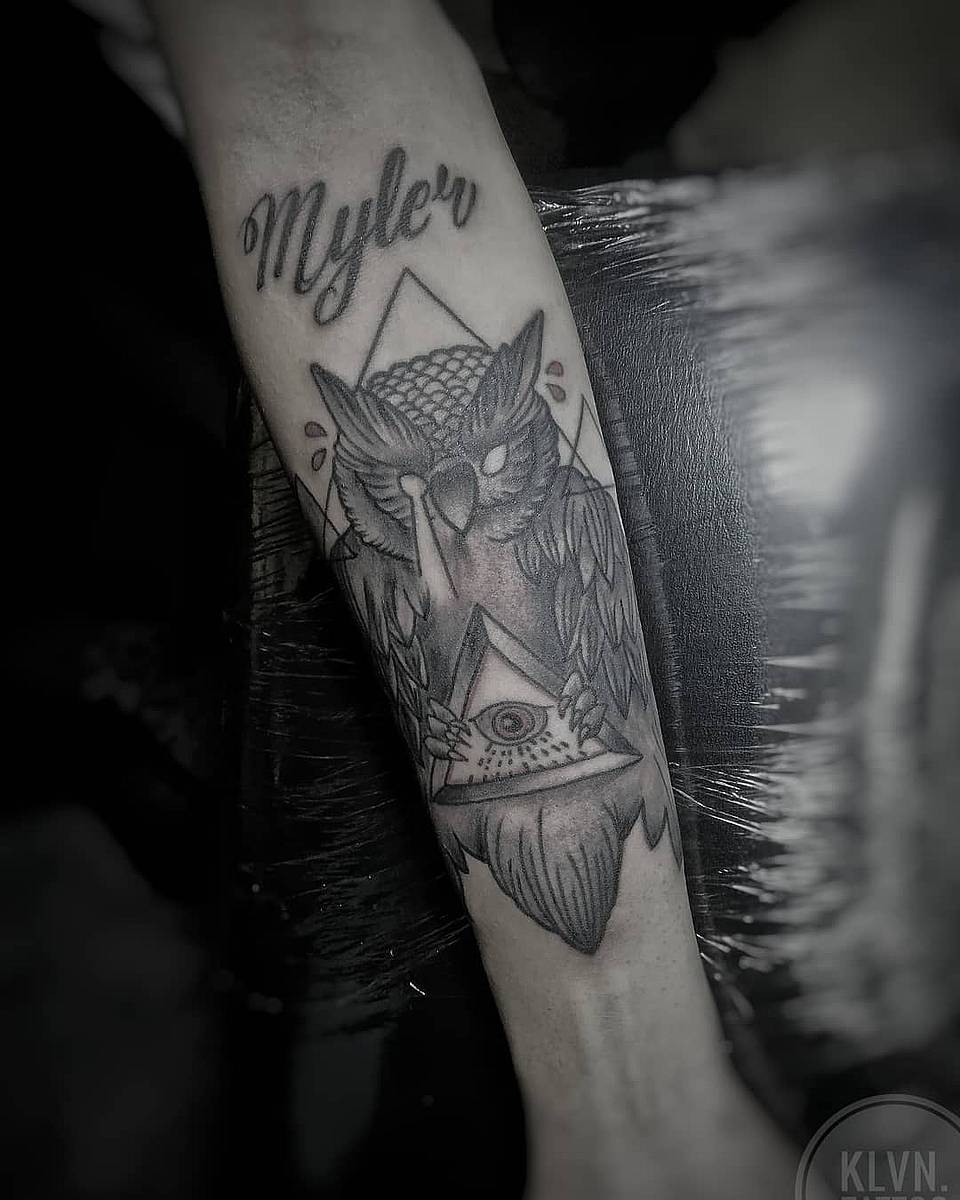 Wise Owl with All-Seeing Eye
