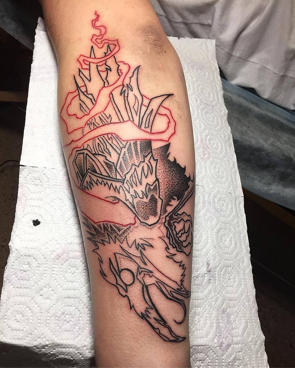 Wolf Skull with Red Smoke