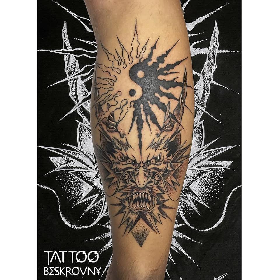 Yin-Yang Sun with Oni Mask