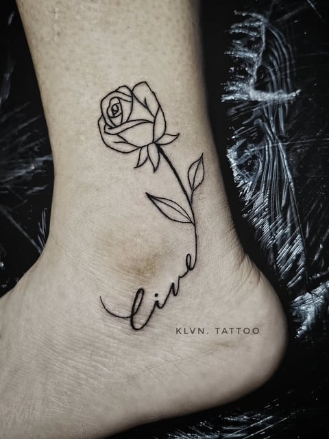 Live Rose Fine-Line Tattoo - Tattoos.com
